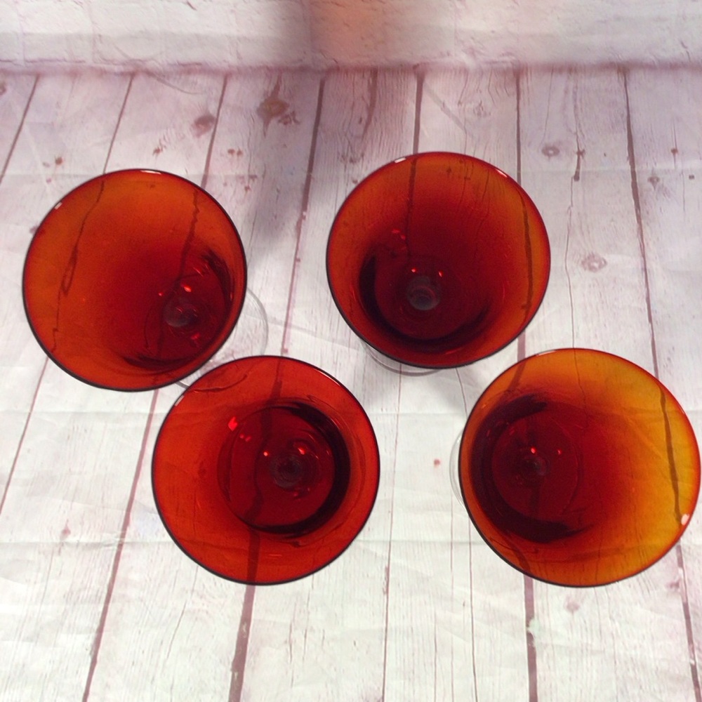 Home Essentials Ruby Red Glass Water Goblets - Set of 4 - Picture 6 of 8